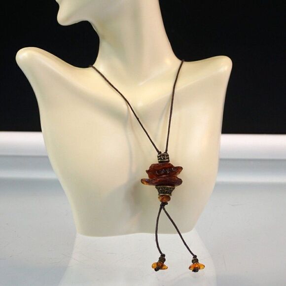 Natural Baltic Amber Pendulum Styled Pendant Necklace - Picture 5 of 10